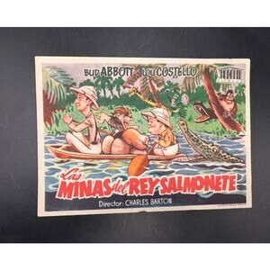 1949 Spanish Abbott and Costello Movie Herald Handbill Africa Screams Hollywood